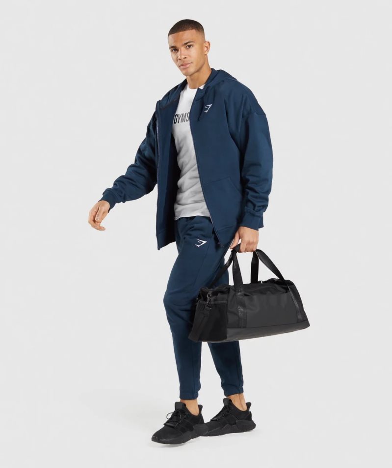 Men's Gymshark Essential Zip Up Hoodie Navy | CA 758N63